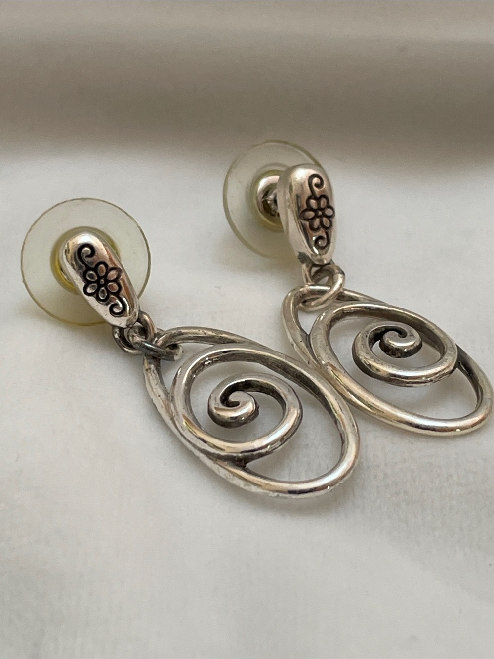 Brighton Silver Rock and Scroll Drop Earrings